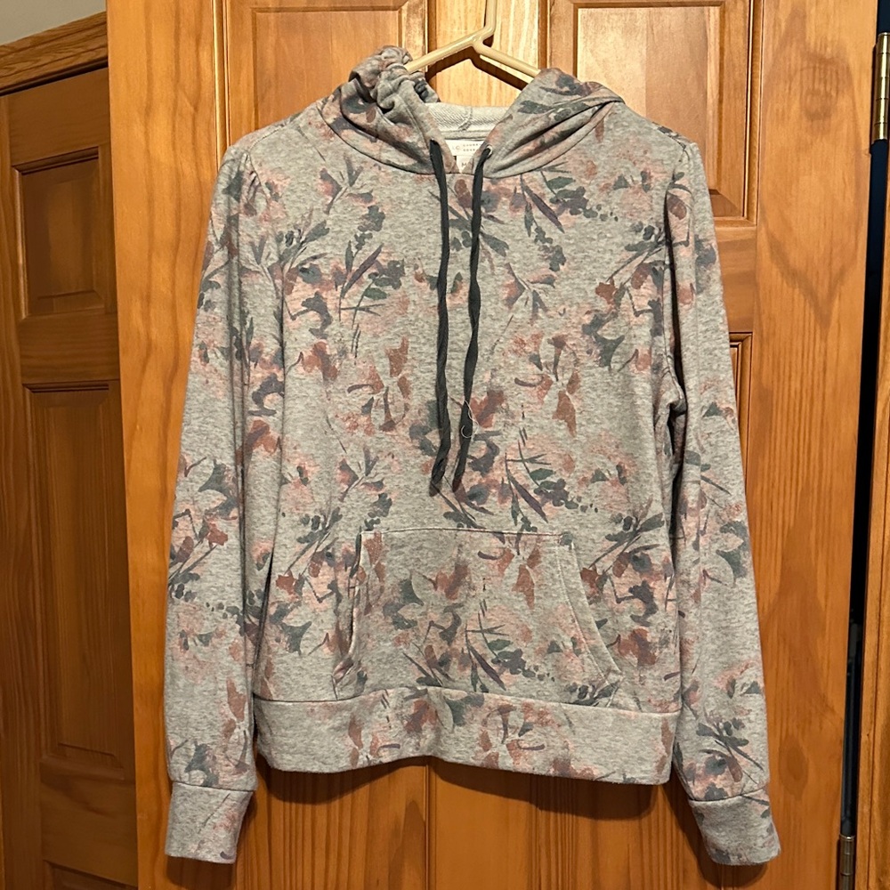 LC Lauren Conrad Gray and blue Floral Hoodie with matching pants